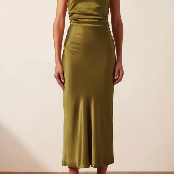 Giorgia Asymmetrical Bias Cowl Midi Dress - Picture 3 of 8